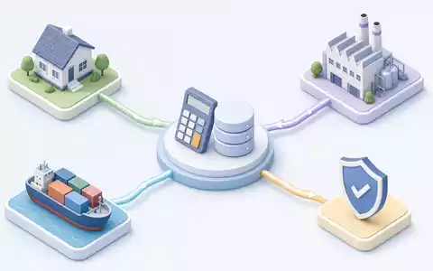 Münchener Rückversicherungs-Gesellschaft AG (Munich Re) DE0008430026 zeigt isometrische 3D-Grafik einer Risikotransfer-Wertschöpfungskette mit Icons - Foto: THN