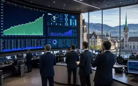 Straumann Holding AG (CH0012280076) notiert an der SIX Swiss Exchange, dargestellt im editorialen Börsensaal-Motiv - Foto: THN