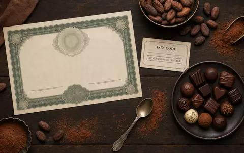 Chocoladefabriken Lindt & Sprüngli AG (CH0010570759) zeigt Flatlay mit Aktienzertifikat, ISIN-Karte und Pralinen arrangiert - Foto: THN