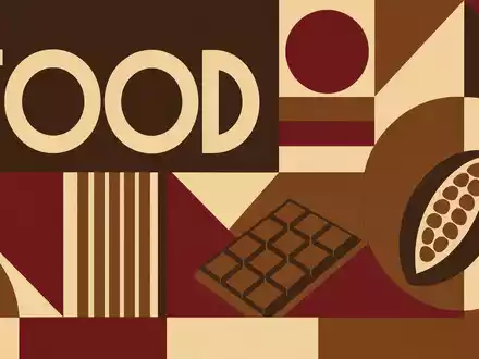 Chocoladefabriken Lindt & Sprüngli AG (CH0010570759) illustriert Bauhaus-Poster mit geometrischen Formen und Kakaobohnen-Motiv - Foto: THN