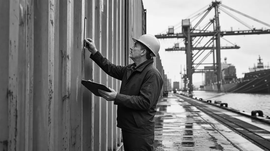 SW-Foto: Inspektor kontrolliert Container im Hafen, SGS S.A. CH0002497458