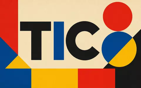 Bauhaus-Poster mit geometrischen Formen und Schriftzug TIC repräsentiert die Branche von SGS S.A., ISIN CH0002497458 - Foto: THN