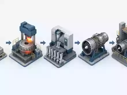 Rolls-Royce Holdings plc (GB00B63H8491): Isometrische 3D-Grafik zeigt komplette Wertschöpfungskette vom Rohmetall bis zum fertigen Triebwerk - Foto: THN