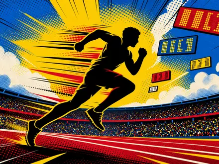 Pop-Art-Comic zeigt stilisierte Sportszene mit Wettquoten-Symbolen als Sinnbild für Flutter Entertainment plc ISIN IE00BWT6H894 - Foto: THN