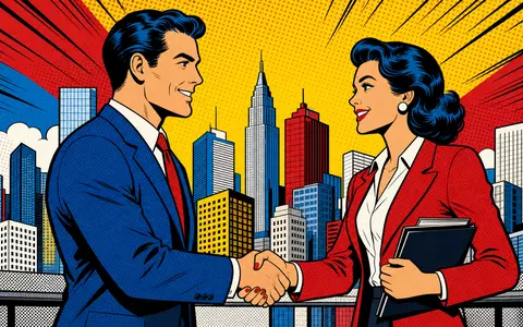 Pop-Art-Comic-Szene mit stilisierten Bankangestellten repräsentiert Standard Chartered PLC, ISIN GB0004082847, internationales Finanzwesen - Foto: THN