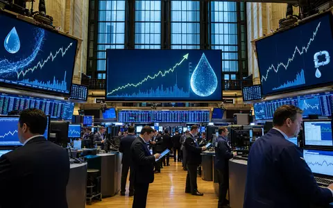 Börsen-Editorial am Trading-Floor mit Wasser-Charts symbolisiert die Marktnotierung von Pentair plc, ISIN IE00BLS0VV05 - Foto: THN