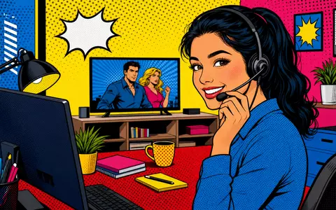 Pop-Art-Comic mit Callcenter-Agentin illustriert Kerngeschäft von NOS SGPS SA, ISIN PTZON0AM0006, farbenfroh dargestellt - Foto: THN