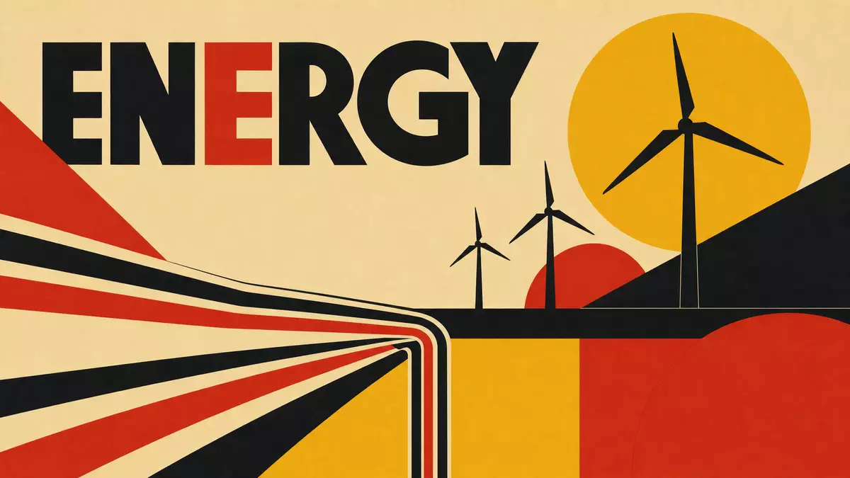 Bauhaus-Poster mit Schriftzug ENERGY und Windrädern, Sektorbezug NKT A/S DK0010287663