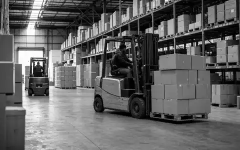 Jerónimo Martins SGPS SA (PTJMT0AE0001) verlässt sich auf effiziente Logistik, hier dokumentiert in einem Schwarzweiß-Lagerhaus - Foto: THN