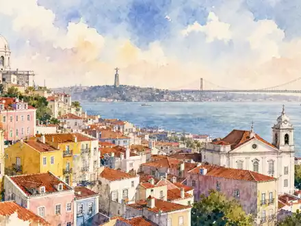 Jerónimo Martins SGPS SA (PTJMT0AE0001) hat ihren Firmensitz in Lissabon, hier als stimmungsvolles Aquarellgemälde dargestellt - Foto: THN