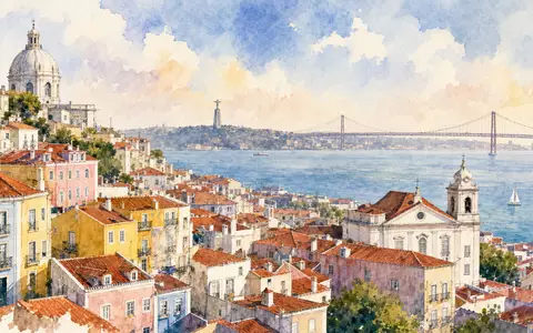 Jerónimo Martins SGPS SA (PTJMT0AE0001) hat ihren Firmensitz in Lissabon, hier als stimmungsvolles Aquarellgemälde dargestellt - Foto: THN