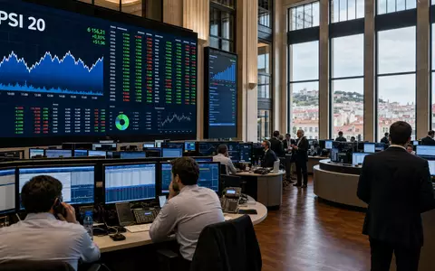 Jerónimo Martins SGPS SA (PTJMT0AE0001) ist im PSI 20 gelistet, symbolisiert durch einen belebten Börsenhandelssaal - Foto: THN