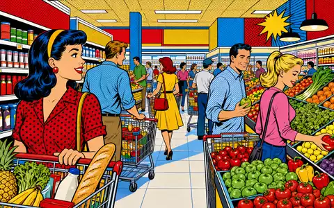 Jerónimo Martins SGPS SA (PTJMT0AE0001) belebt den Einzelhandel, dargestellt in einer farbenfrohen Pop-Art-Comic-Szene - Foto: THN