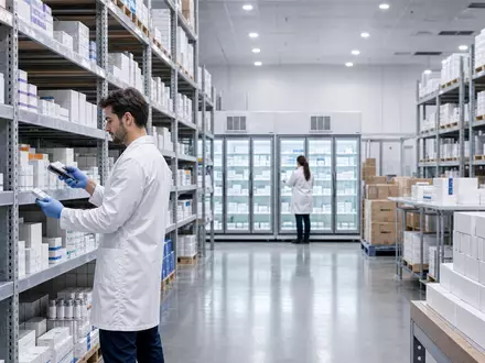 Medios AG (DE000A1MMCC8) beliefert Apotheken über ein modernes Pharma-Großhandelslager mit Kühlzonen und Logistik - Foto: THN