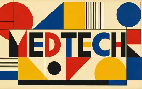 Medtronic plc (ISIN IE00BTN1Y115) Bauhaus-Poster präsentiert geometrische Formen mit dem Sektor-Schriftzug MEDTECH prominent - Foto: THN
