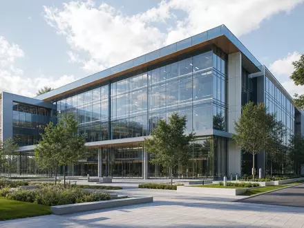 Architektur-Render eines modernen Hauptsitz-Gebäudes symbolisiert McKesson Corporation ISIN US58155Q1031 im Gesundheitssektor mit großer Glasfassade - Foto: THN