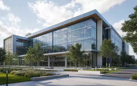 Architektur-Render eines modernen Hauptsitz-Gebäudes symbolisiert McKesson Corporation ISIN US58155Q1031 im Gesundheitssektor mit großer Glasfassade - Foto: THN