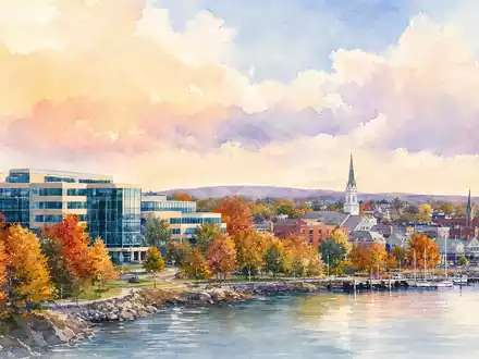 Aquarell einer Küstenstadt mit Bürocampus repräsentiert McCormick & Company (ISIN US5797802064) und dessen Firmensitz - Foto: THN