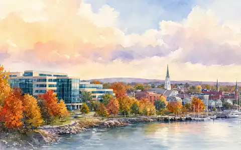 Aquarell einer Küstenstadt mit Bürocampus repräsentiert McCormick & Company (ISIN US5797802064) und dessen Firmensitz - Foto: THN