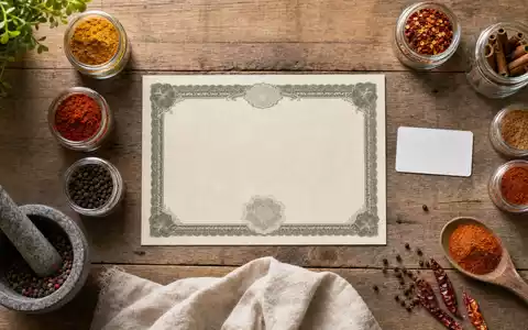Flatlay mit Aktienzertifikat und Gewürzgläsern veranschaulicht McCormick & Company (ISIN US5797802064) als Konsumgüter-Investment - Foto: THN