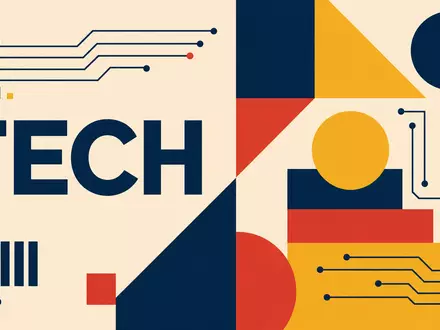 Kontron AG (DE0006053952) inspiriert ein geometrisches Bauhaus-Poster mit dem Sektor-Schriftzug TECH und Schaltkreis-Motiven - Foto: THN