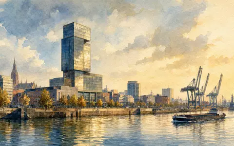 Aquarellbild einer Hafenstadt symbolisiert den Firmensitz von Klöckner & Co, ISIN DE000KC01000 - Foto: THN