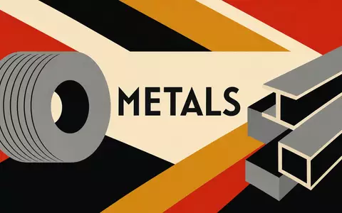 Geometrisches Bauhaus-Poster mit Schriftzug METALS repräsentiert die Branche von Klöckner & Co, DE000KC01000 - Foto: THN
