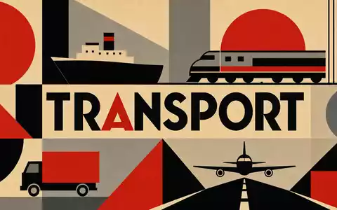 Bauhaus-Poster mit geometrischen Formen und Transport-Motiv repräsentiert Knorr-Bremse AG, Aktie mit ISIN DE000KBX1006 gelistet - Foto: THN