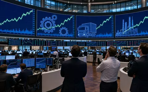 Börsen-Editorialfoto zeigt Handelsraum mit Sektor-Charts, passend zu Knorr-Bremse AG, Aktie mit ISIN DE000KBX1006 gelistet - Foto: THN