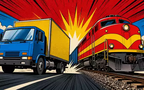 Pop-Art-Comic mit LKW und Zug illustriert Bremstechnik-Thema von Knorr-Bremse AG, Aktie mit ISIN DE000KBX1006 notiert - Foto: THN