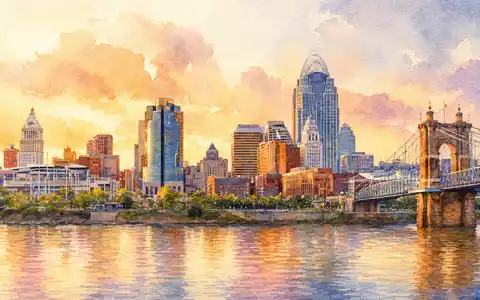 Kroger Co. mit ISIN US5010441013 hat seinen Sitz in Cincinnati, hier als stimmungsvolles Aquarellbild dargestellt - Foto: THN