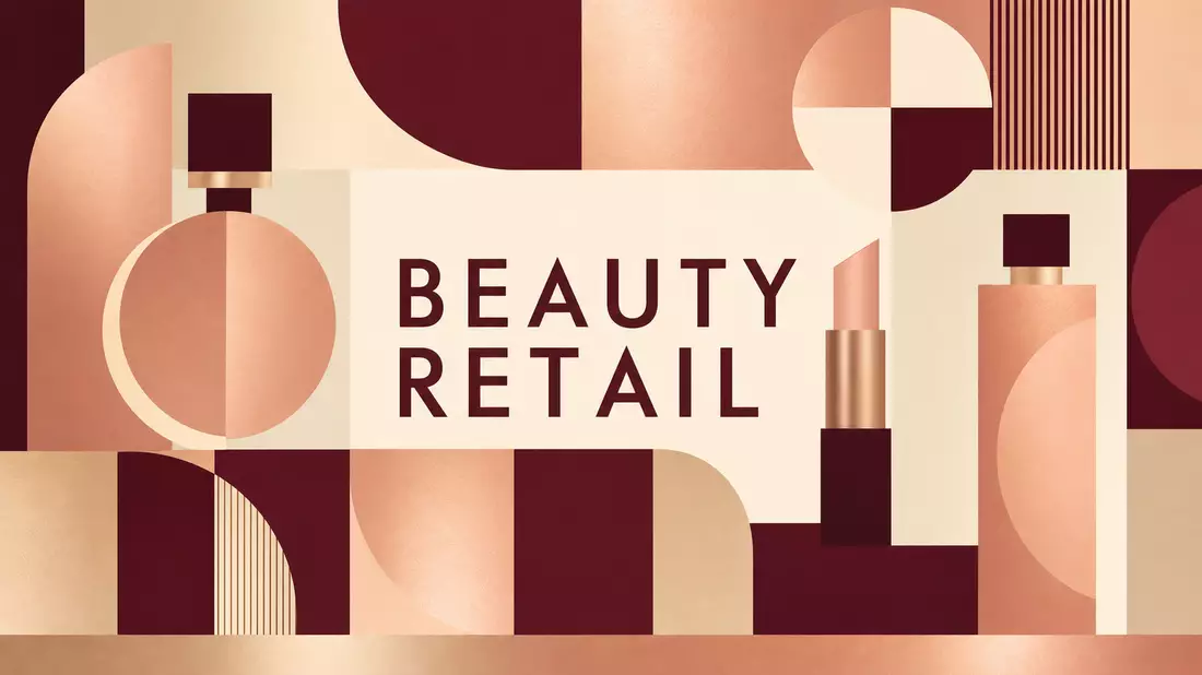 Bauhaus-Poster mit geometrischen Formen und Schriftzug BEAUTY RETAIL für Douglas Group