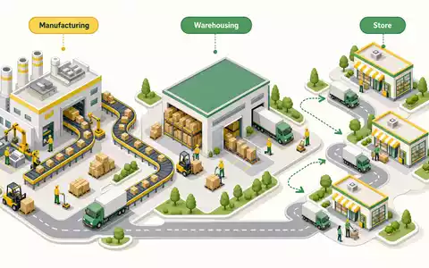 Dollar Tree Inc. isometrische Darstellung der Einzelhandels-Lieferkette von Fabrik bis Filiale US2567461080 - Foto: THN