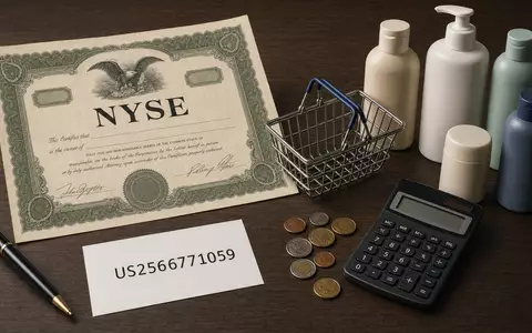 Dollar General Flatlay mit NYSE Zertifikat und ISIN US2566771059 Karte sowie Einzelhandel Produkten - Foto: THN
