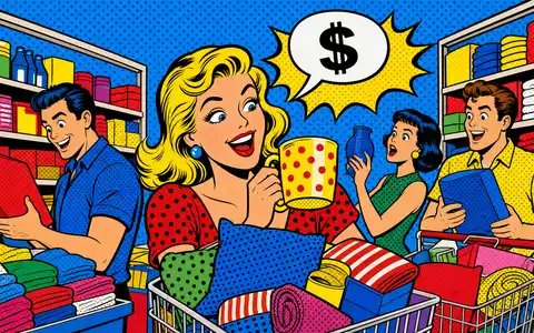 Dollar General Pop Art Comic zeigt bunte Einkaufsszene der Aktie US2566771059 im Einzelhandel - Foto: THN