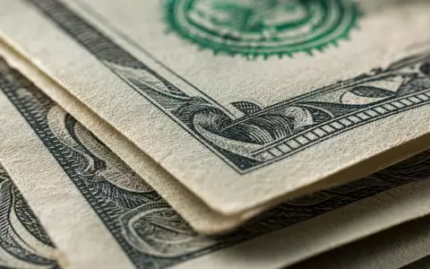 Makroaufnahme veranschaulicht Truist Financial (US89832Q1094) durch Detailtextur gestapelter Dollarbanknoten mit feinen Gravurlinien - Foto: THN