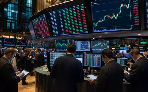 Börsen-Editorial zeigt Truist Financial (US89832Q1094) mit Händlern der NYSE vor Bildschirmen mit Kurs- und Chartdaten - Foto: THN