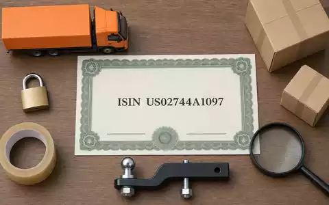 Flatlay-Arrangement für U-Haul Holding Co. mit Aktienzertifikat, Miniatur-LKW und Umzugsutensilien, ISIN US02744A1097 - Foto: THN
