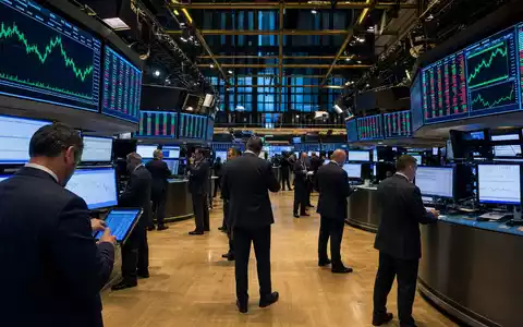 Börsen-Editorial vom NYSE-Handelsparkett mit Softwarekursen visualisiert das Marktumfeld der Tyler Technologies Aktie, ISIN US9022521051 - Foto: THN