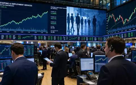 Robert Half Inc. (ISIN US7703231032) dokumentiert Börsen-Editorial mit Handelsraum, Kurscharts und Kennzahlen zum Personaldienstleistungssektor - Foto: THN