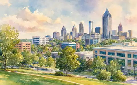 Aquarellmalerei einer amerikanischen Stadtlandschaft repräsentiert Rollins Inc., Aktie mit ISIN US7757111049, künstlerisch interpretiert - Foto: THN