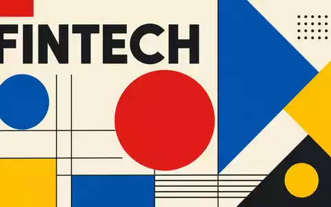 Robinhood Markets US7707031024 illustriert geometrisches Bauhaus-Poster mit Sektor-Text FINTECH in kräftigen Grundfarben und Formen - Foto: THN