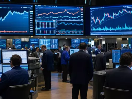 Börsen-Editorial mit Trading-Floor und Kursdiagrammen visualisiert Rockwell Automation ISIN US7739031091 im Aktienmarktumfeld - Foto: THN