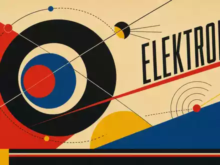 Garmin Ltd. Bauhaus-Poster mit geometrischen Satellitenkreisen und Sektor-Text ELEKTRONIK SMI ISIN CH0114405324 - Foto: THN