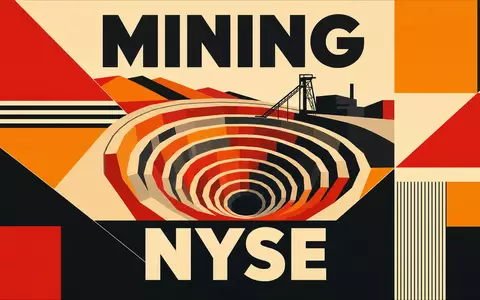 Freeport-McMoRan US35671D8570 – Bauhaus-Poster mit geometrischem Grubenprofil und den Texten MINING und NYSE - Foto: THN