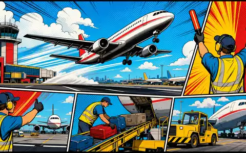 Fraport AG Flughafenaktion DE0005773303 als farbiges Pop-Art-Comic mit startendem Flugzeug und Bodenpersonal - Foto: THN