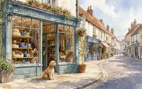 Aquarellbild einer britischen Einkaufsstraße symbolisiert Pets at Home Group Plc, ISIN GB00B29H4253, als Heimtierbedarf-Händler - Foto: THN
