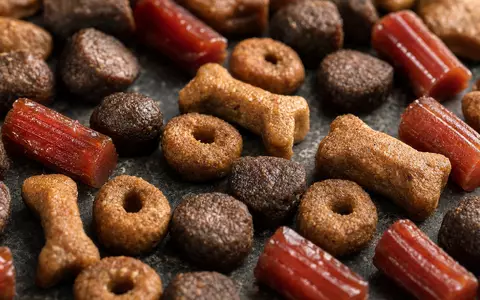 Makroaufnahme von Tiernahrung zeigt Sortiment von Pets at Home Group Plc, ISIN GB00B29H4253, im Heimtiermarkt - Foto: THN