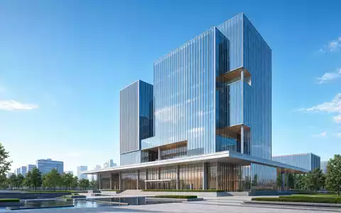 Architektur-Render eines modernen Bankhochhauses repräsentiert Mediobanca S.p.A. mit ISIN IT0000062957 in Mailand - Foto: THN
