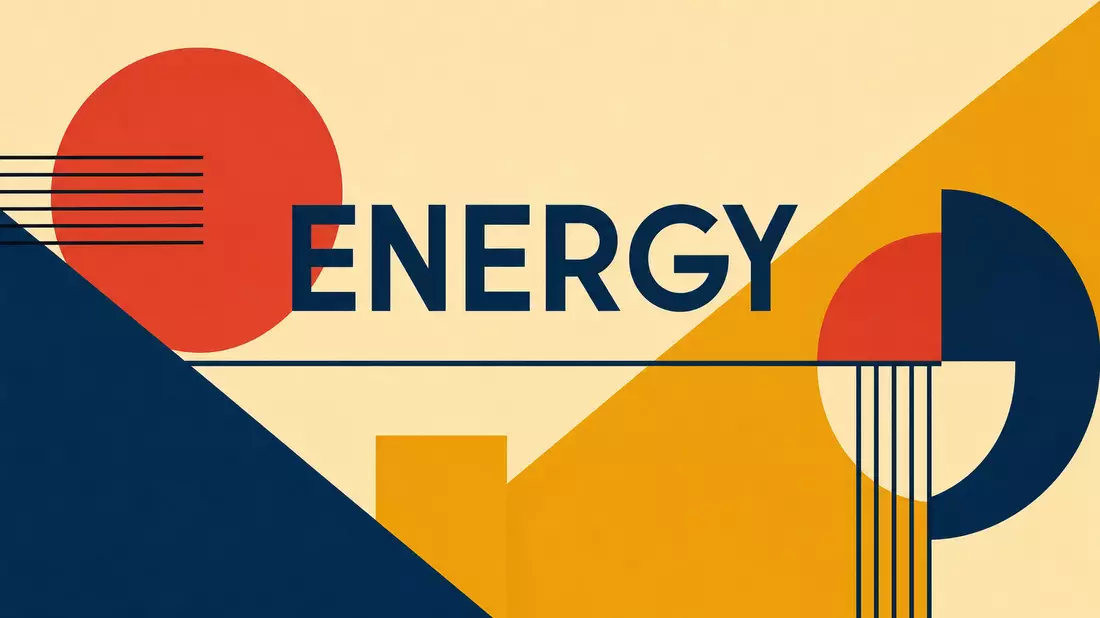 Bauhaus-Poster mit geometrischen Formen und dem Wort ENERGY